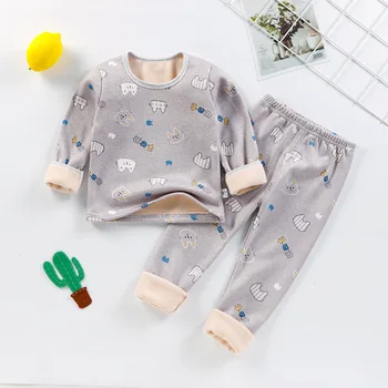 Uus 2020. aasta Lapsed Poisid Paksenema Pajama Komplekti Cartoon O-Kaelus T-Särk Tops koos Beebi Püksid Tütarlaste Sügis-Talvel Soojad Riided Magamiseks