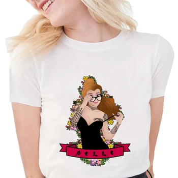 Uus Alice Imedemaal Tume Princess T-Särgid Naiste Punk Tätoveeritud Print Valge T-särgid Slim Naiste Topid S1029