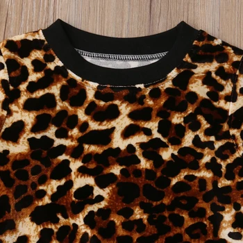 Uus Arrivels Väikelapse Lapsed Leopard Riiete Komplekt Baby Tüdrukud Velvet Top Dressipluus Püksid Varustus Riietus