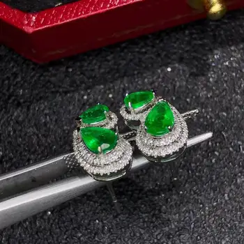 Uus elegent roheline kalliskivi smaragd kõrvarõngad ilu hõbe ehted tüdruk sünnipäeva kingitus looduslik pärl trahvi ehteid