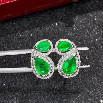 Uus elegent roheline kalliskivi smaragd kõrvarõngad ilu hõbe ehted tüdruk sünnipäeva kingitus looduslik pärl trahvi ehteid