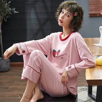 Uus Kevad Sleepwear Komplekti Kawaii Cartoon Pajama Sobiks Naistele Pehme Puuvillane Daamid Kodus Kandma Suured Pijama Pyjama tüdruk, M-4XL
