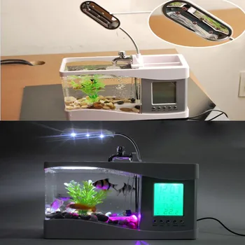 UUS mini-usb kuldkala bowl tabel lamp väike multifunktsionaalne ökoloogilise kontoris akvaariumi dekoratsioon kala tank kella öö valguses