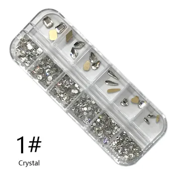 Uus Multi-suurus Nail Art Rhinestone Mood Crystal AB Mix Kuju Väljamõeldud Kujuline Värviline Klaas Kivid 3D Nail Art Teenetemärgid