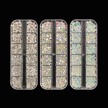 Uus Multi-suurus Nail Art Rhinestone Mood Crystal AB Mix Kuju Väljamõeldud Kujuline Värviline Klaas Kivid 3D Nail Art Teenetemärgid