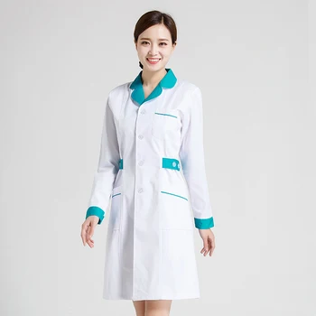 Uus naiste Ülikond Krae anti-wrinkle pikad varrukad lab ühtne spa ühtne ilusalong outcoat valge sinine värv scrubs ühtne