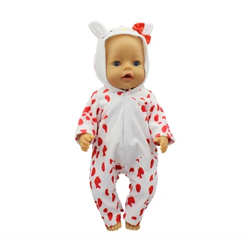 Uus Punane mustriline kombekas Nuku Riideid Sobib 43cm baby Doll riided uuestisündinud Nukk Tarvikud