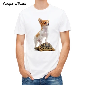 Uus suvine mood Meeste t-särk armas Chihuahua on astudes kilpkonn Naljakas, Print T-Särk vabaaja Tops hipster Mehed poiss Tees