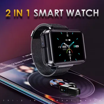 Uus!! T91 Smart Watch TWS Earbuds 2-in-1 Smartwatch w/ Juhtmeta Kõrvaklapid Sport Fitness Käevõru Kõrvaklapid Earbuds Veekindel