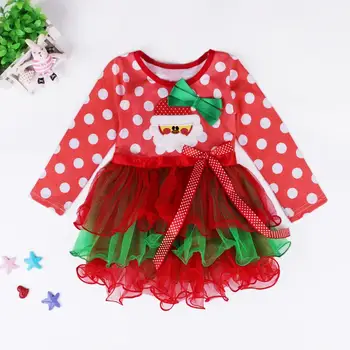 Uus Tüdruk Kleit Baby Tüdrukud Jõulud Mees Dot Kleit, Kostüüm Puuvillased Kleidid Punane värv laste Riided 2-6 aastat