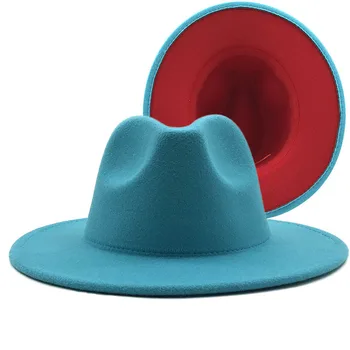 Uus Välimine Järve sinine Sisemine punane Vill Tunda Jazz Fedora Mütsid Õhuke Pandla Mehed Naised Lai Nokk Panama Huopahattu ühise Põllumajanduspoliitika 56-60CM