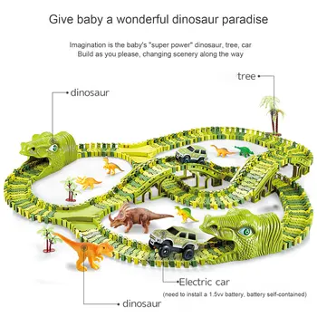 Uusim Saabumise Lapsed Dinosaurus Jälgida Seatud Laste Muutlik DIY Ehitus Mänguasjad elektriauto Puu Silla