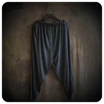 Uute tulijate Isiksuse Meeste mood Lahti Capri püksid Meeste mugav õhuke elastne haroun püksid Must hall