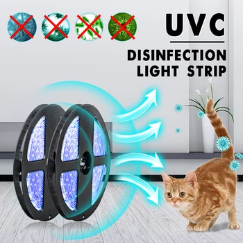 UV LED Valgus DC12V 5M UV Sterilizer Kerge 5050SMD UVC Germicidal Desinfitseerimine Ribad Tuled 60leds/m UVC Germicidal Lint