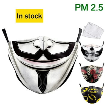 V for Vendetta Nägu Kangast Mask Cosplay printmaskiga Pestav Maskid Korduvkasutatavad Earhook Täiskasvanud PM2.5 Kaitsevahendid Tolmu Suu-Muffle