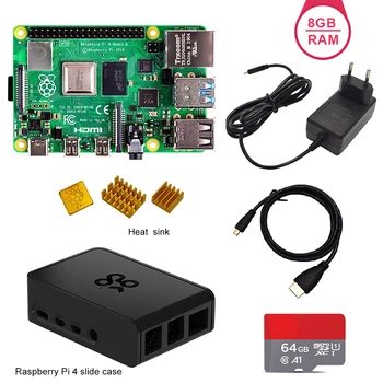 Vaarika pi 4 8GB kit Ram Vaarika Pi-4 Mudel B PI 4B 8GB: +jahutusradiaator+toiteplokk+Case +32/64/128GB SD+HDMI-ühilduva