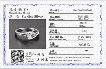 Vaba Saadetud Tunnistuse Tõeline 925 Sterling Silver Ring 5mm CZ Tsirkoon Sõrme Rõngad, Naised Pulma-Aastapäeva Ehted Anel