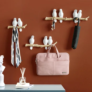 Vaik linnud figuriin seina konksude dekoratiivsed kodu kaunistamiseks tarvikud võti kott käekott mantel hammas omanik seina riidepuu riided