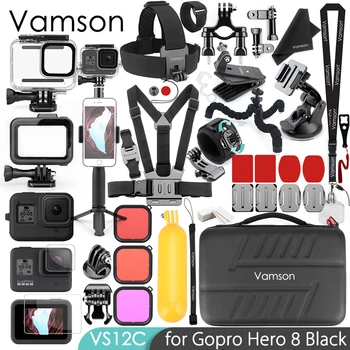 Vamson jaoks Go Pro 8 Must Veekindel Korpus juhul 50tk Tarvikute Komplekt Raam, Karastatud Film Gopro Hero 8 Action Kaamera VS12