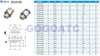 Vask nikkel plating Pneumaatilised õhu sirge liitmik vooliku O. D 8mm G lõnga PC8-G01/02/03/04 1/8 1/4 3/8 1/2 One touch liides