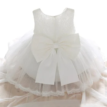 Vastsündinud Valge Roosa Baby Girl Dress Vestido Infantil Beebi Õie Vibu Printsess Sünnipäeva Varustus 1 Aasta Ristimine Riided