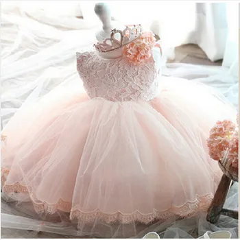 Vastsündinud Valge Roosa Baby Girl Dress Vestido Infantil Beebi Õie Vibu Printsess Sünnipäeva Varustus 1 Aasta Ristimine Riided