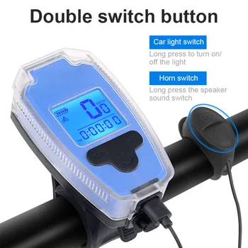 Veekindel Jalgratta Esi Pea Kerge USB Laetav Bike Sarv Ees Kerge Taskulamp koos Arvuti LCD Spidomeeter Jalgrattasõit Lamp