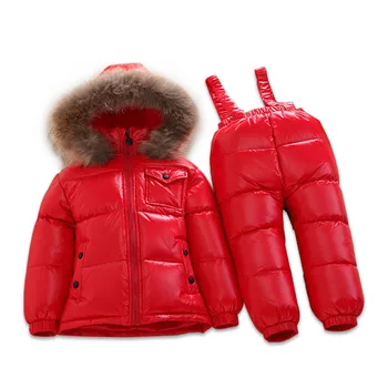 VENEMAA talvel Laste Komplektid beebi sulejope sobiks poisid ja tüdrukud pesukaru karusnahast ski ülikond