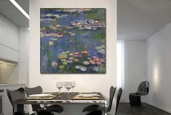 Vesiroosid Claude Monet maali müügiks artwork, lõuend Käsitsi maalitud õlimaal reproductionHigh kvaliteet