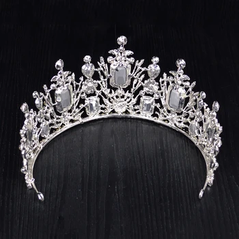 Vintage Kuld, Hõbe Värv Kuninganna Crystal Rhinestone Tiara Pulm Luksus Crown Juuksed Tarvikud Pruudi Juuksed Ehted HG-058