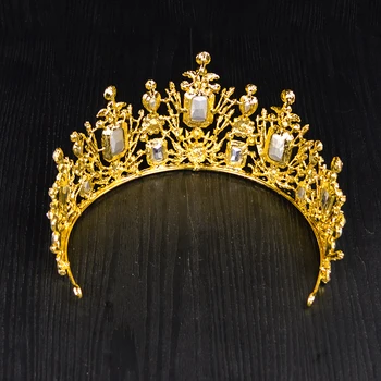 Vintage Kuld, Hõbe Värv Kuninganna Crystal Rhinestone Tiara Pulm Luksus Crown Juuksed Tarvikud Pruudi Juuksed Ehted HG-058