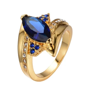 Vintage Naine Sinine Kristall Kivi, Võlu Ehted Kulla Värvi Õhuke Abielusõrmused Naiste Luksus Leaf Tsirkoon Kihlasormus
