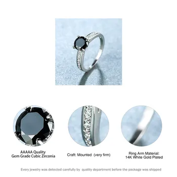 Vintage Naiste Must Tsirkoon Kivi Ring, Hõbedast Värvi Õhuke Engagement Rõngad Naiste Trendikas Crystal Väike Ring Abielusõrmus