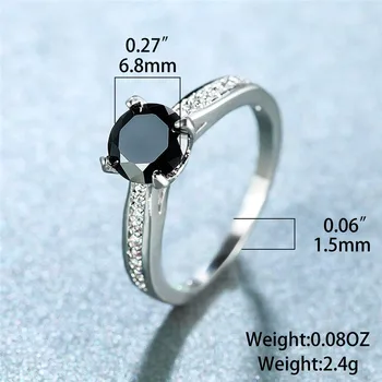 Vintage Naiste Must Tsirkoon Kivi Ring, Hõbedast Värvi Õhuke Engagement Rõngad Naiste Trendikas Crystal Väike Ring Abielusõrmus
