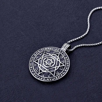 Vintage Talisman Hexagram kaelakee Saalomoni Amulett Ripats Kaelakee Kabala Hermeetiline Ehted