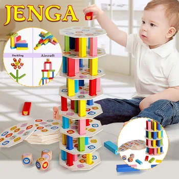 Virnastamine ehitusplokid mänguasi puidust laste kuhja tower malelaual mängu värvimine haridus mänguasjad, laste sünnipäev kingitused