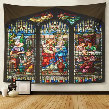 Vitraaz Aken St Pauli Episkopaalne Kirik Võti Tapestry Home Decor Seina Riputamise jaoks, elutuba, Magamistuba Dorm 50x60 Cm