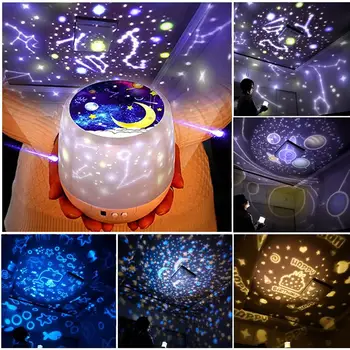 VKTECH Galaxy Projektor tähistaeva Projektsioon Lamp Akuga Pöörleva Öö Öö Hele Täht Projektor Loomingulised Kingitused