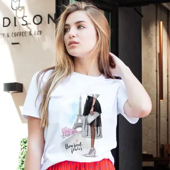 Vogue Paris tüdruk, Print t-särk naistele, Valge 2019 Suvel Vabaaja Harajuku Trend Tshirt Uus Mood Lühikesed Varrukad O Kaelus T-särk