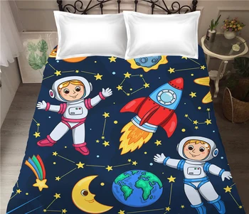 Voodipesu Leht Universumi Ruumi Trükitud Cartoon Kid lamedal Sheet Set Laste Tuba Astronoomia Teema Home Bedclothes Korter Leht