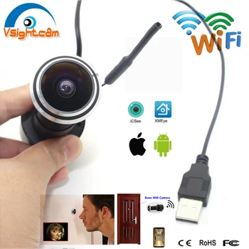 Vsightcam Uuendada DC5V Mini Peephole Wifi Ukse IP Kaamera Traadita Smart Home Security HD 1080P Fisheye Objektiiv Web Kaamera P2P Onvif