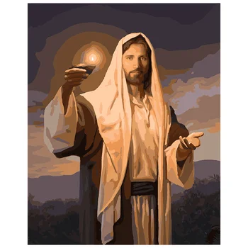 Värvimine Poolt Numbrid DIY Dropshipping 40x50 50x65 cmoil lambi Jeesuse käsi Joonis Lõuend Pulm Teenetemärgi Art pilt Kingitus