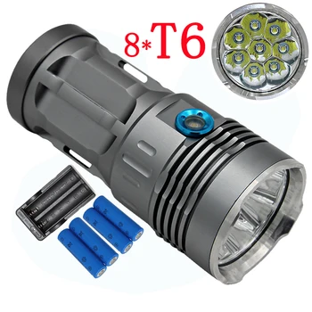 Võimas 8500LM 8x XML-T6 LED Taskulamp flashlamp 3 Transpordiliikide Torchs Latern Vilkuma +4x18650 Aku +Laadija