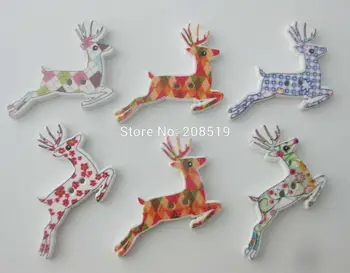 WBNAEK Multicolors jõulud Deer puidust nupud mix 150pcs kodu kaunistamiseks