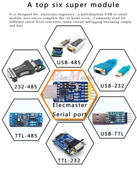 WitMotion UART Teisendada USB TTL RS485 RS232 ja TTL, et RS232 RS485 ja RS232, et RS485 CP2102 3.3 & 5v sisend Serial Converter