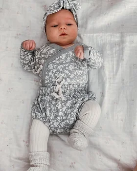 WOSHILAOCAI Vastsündinud Beebi Tüdrukute Riiete Komplekt Lilleline Puuvillane Baby Ülikond,peapael, Pikk Varrukas Ülevalt Elastse Pea, lühikesed Püksid 2020 Varustus