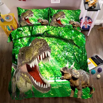 WOSTAR super king size voodipesu komplekt tekikott ja padjapüür kodutekstiili lapsed voodipesu komplekt 3d digitaalne trükkimine Cartoon dinosaurus