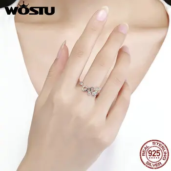 WOSTU Uute tulijate 925 Sterling Hõbe Kärgstruktuuri sõrmustes Naiste Sõrmus Originaal Fashion Brand Ehted Kingitus CQR433