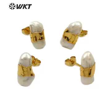 WT-E569 loomulik ebaregulaarne magevee pärl Kõrvarõngas kuld galvaniseeritud Kõrvarõngad naiste armas Kõrvarõngad Ehted