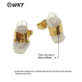 WT-E569 WKT Ebaregulaarne Looduslikku Magevee Pärl Kuld Galvaniseeritud Kõrvarõngad Naiste Mood Ehted Kõrvarõngad